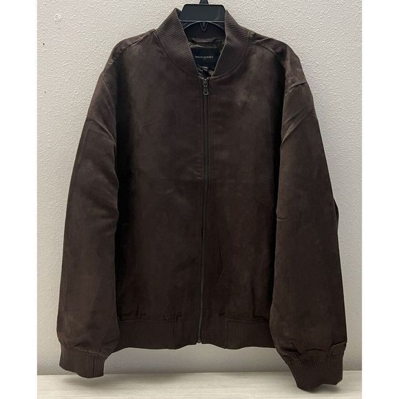 Banana Republic Men’s Sz 2XL Vegan Suede Brown Bomber Jacket $140+ - Picture 1 of 8